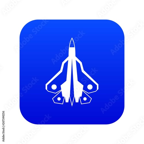 Military fighter plane icon digital blue for any design isolated on white vector illustration