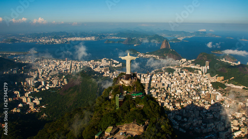Photo Rio de Janeiro, Brazil: Aerial view of Rio de Janeiro with Christ Redeemer and C