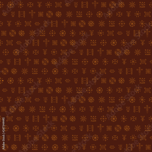 Seamless pattern with Icelandic magical staves