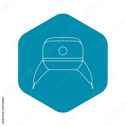 Earflap hat icon. Outline illustration of earflap hat vector icon for web