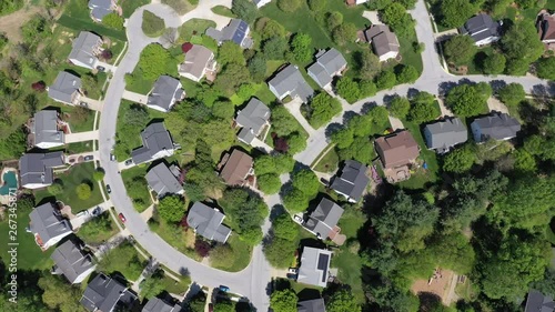 upper middle class american neighborhood with curving street in Maryland photo