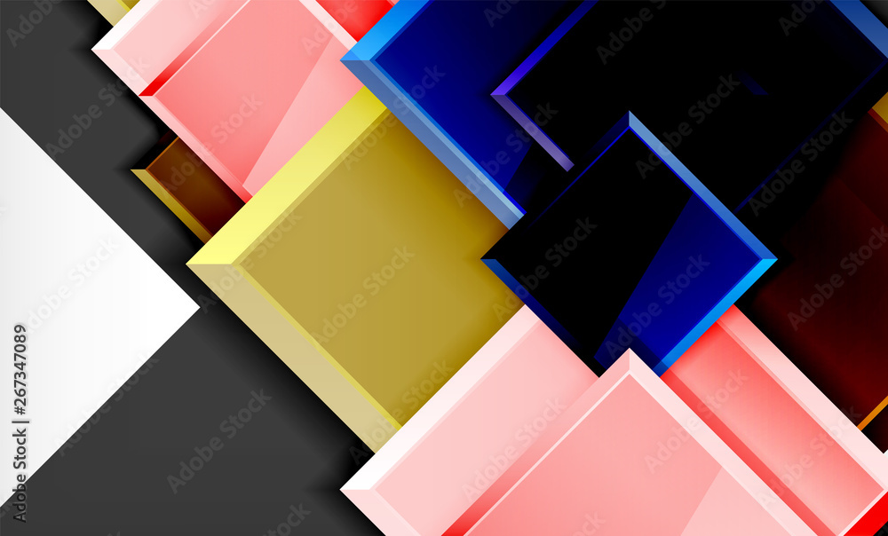 Bright colorful square shape blocks geometrical background
