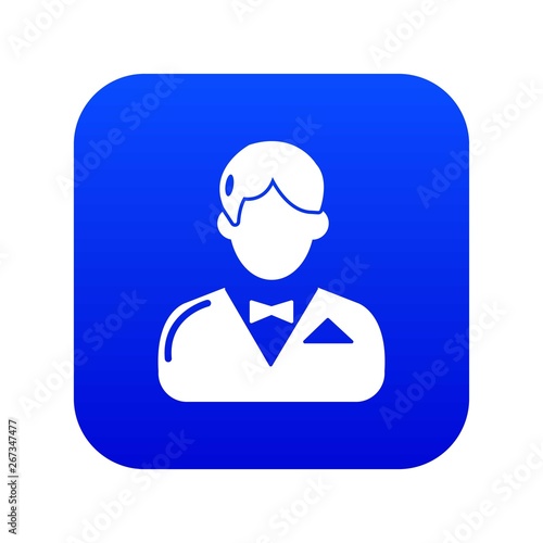 Croupier icon blue vector isolated on white background