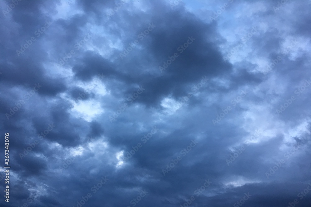 thunder clouds, sky blue background. cloud blue sky.