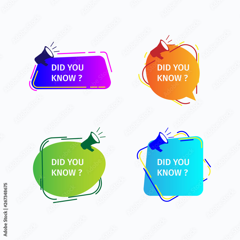 Concept design Did you know the label. Interesting facts bubble talk,  knowledge base labels and social media FAQ banners. Isolated on white  background vector de Stock | Adobe Stock