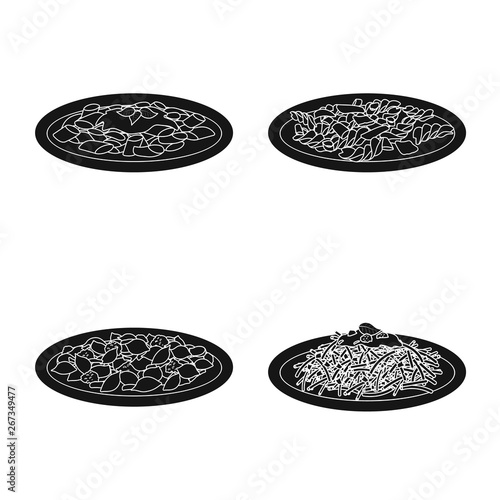 Isolated object of pasta and carbohydrate sign. Collection of pasta and macaroni vector icon for stock.
