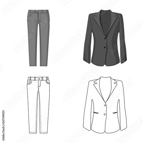 Isolated object of woman and clothing symbol. Set of woman and wear stock vector illustration.