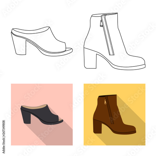 Isolated object of footwear and woman sign. Set of footwear and foot stock symbol for web.