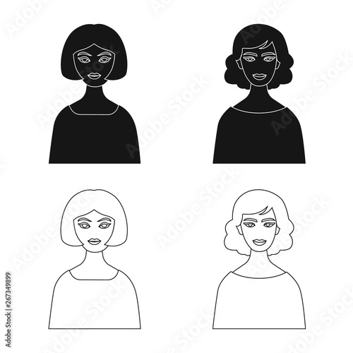 Vector design of hairstyle and profession  sign. Set of hairstyle and character  stock vector illustration.