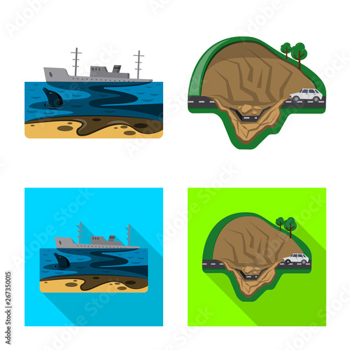 Isolated object of natural and disaster logo. Set of natural and risk stock symbol for web.