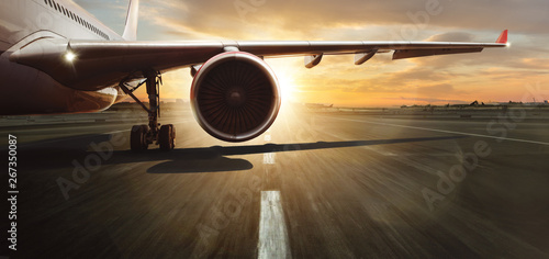 Wing and turbine of commercial jetliner.