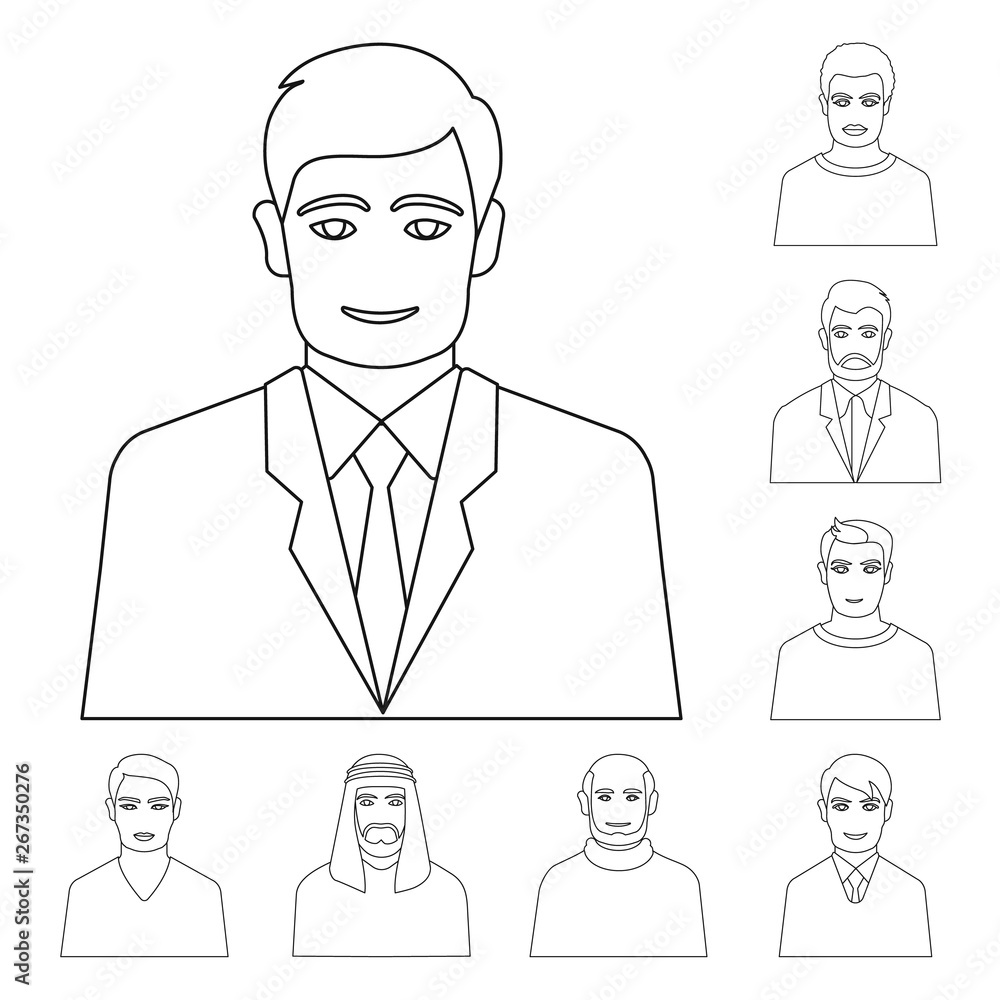 Isolated object of character and avatar sign. Set of character and person stock symbol for web. Isolated object of character and avatar sign. Set of character and person stock symbol for web.