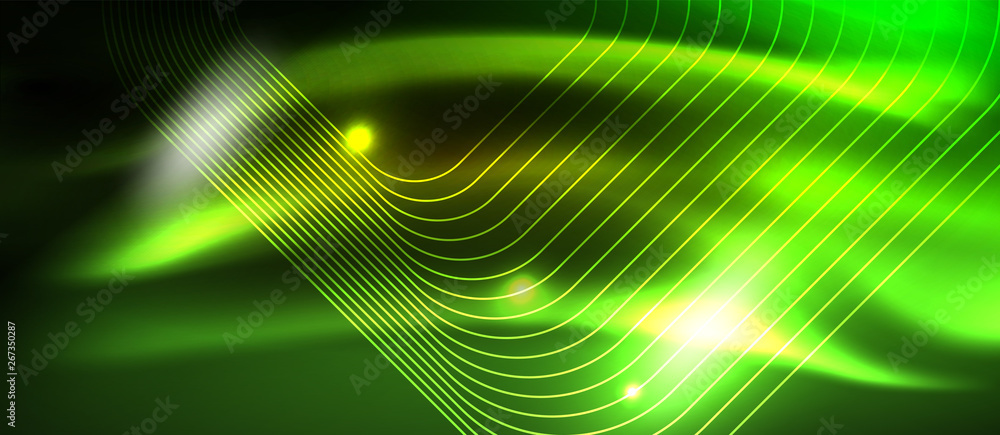 Neon square shapes lines on glowing light background Neon square shapes lines on glowing light background
