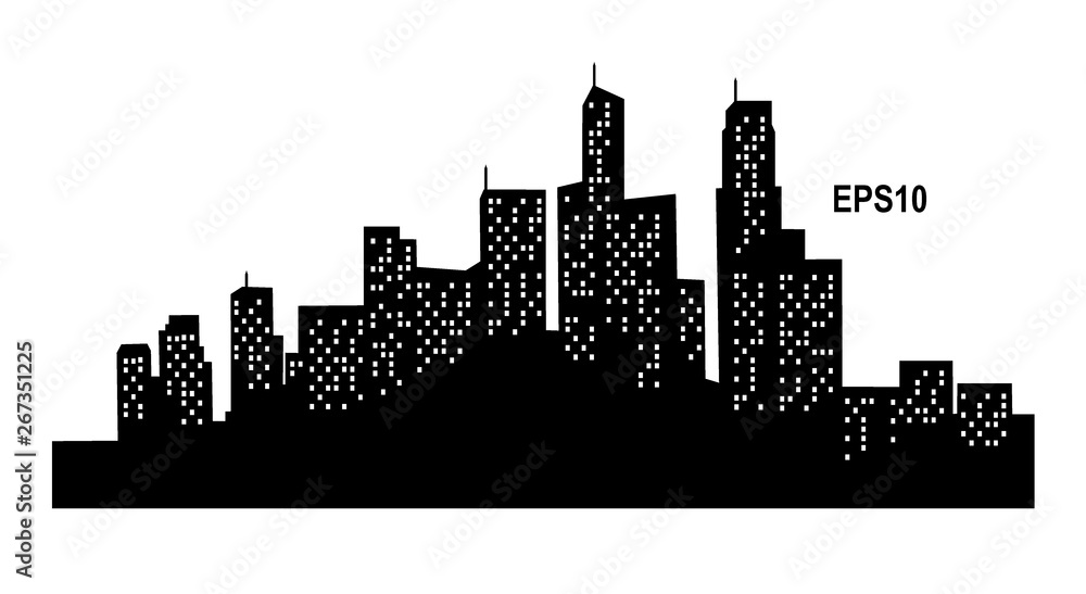 Naklejka premium City silhouette with black and white background
