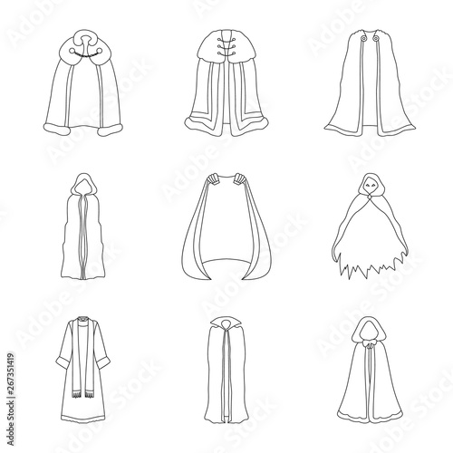 Vector design of robe and garment symbol. Collection of robe and cloth stock vector illustration.