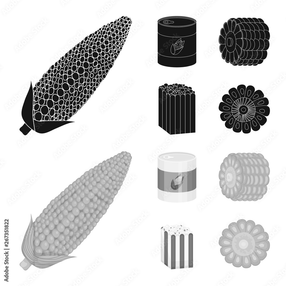 Vector design of cornfield and vegetable sign. Set of cornfield and vegetarian vector icon for stock.