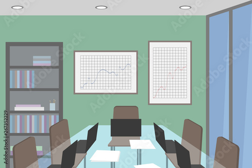 Conference room. No people. Vector illustration.