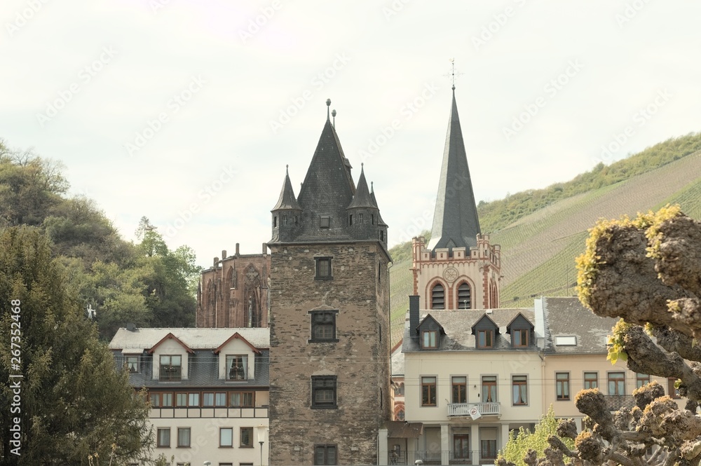 Fototapeta premium View of the medieval town of Bacharach (Germany, Europe)