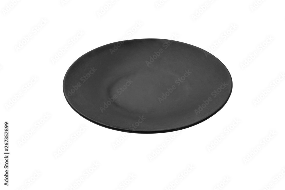 black plate isolated on white background with clipping path black plate isolated on white background with clipping path