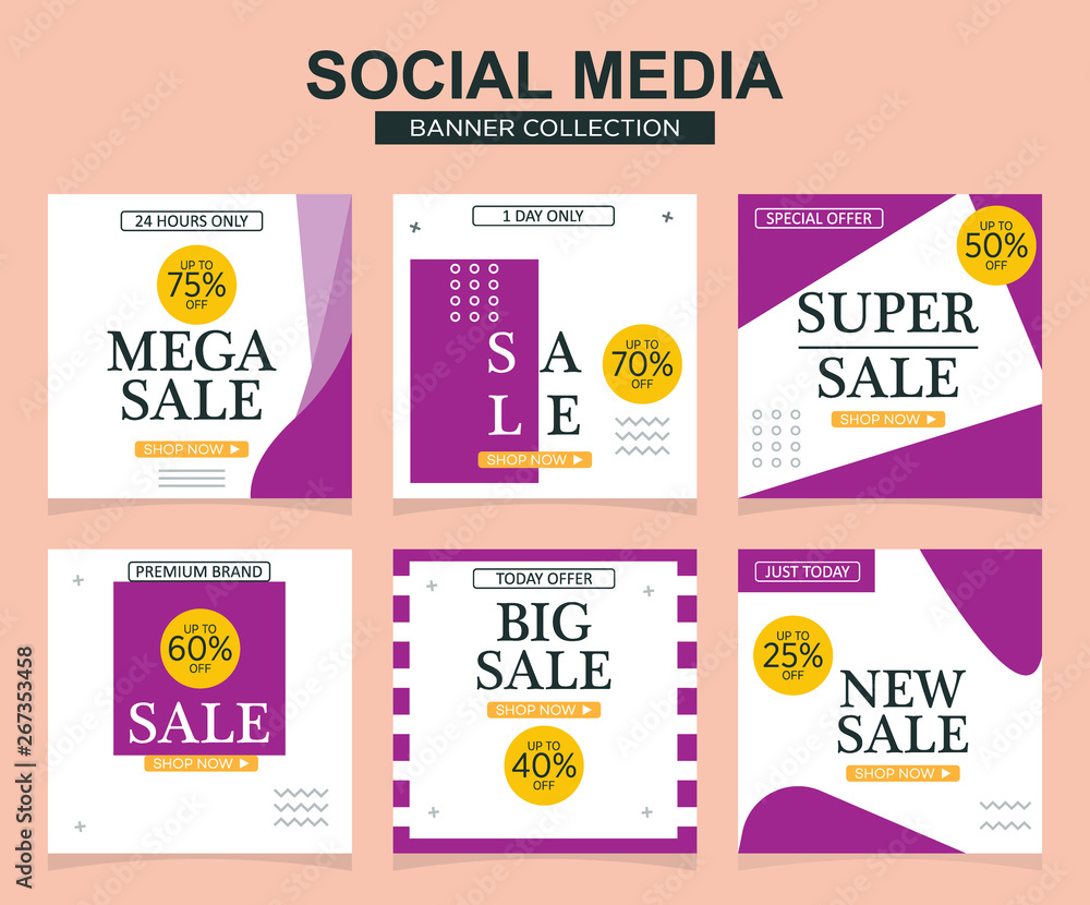 6 Slides modern Social Media banner Template. Promotional square web banner for social media. Banner template designs. 6 Slides modern Social Media banner Template. Promotional square web banner for social media. Banner template designs.