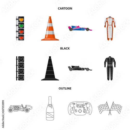 Isolated object of car and rally icon. Collection of car and race stock symbol for web.