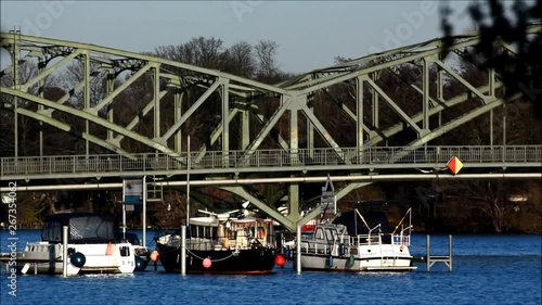 Eiswerder bridge between Havel River west shore and Eiswerder Island in Berlin Spandau from December 19, 2015, Germany photo