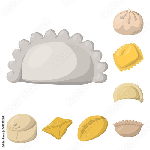 Isolated object of dumplings and food  sign. Collection of dumplings and stuffed vector icon for stock.