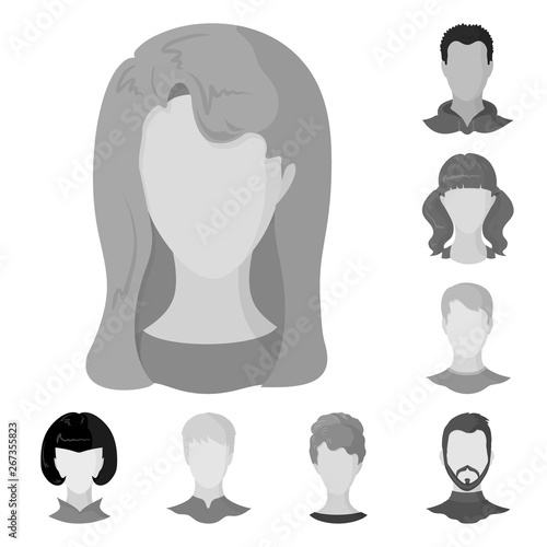 Vector design of character and profile sign. Set of character and dummy stock symbol for web.
