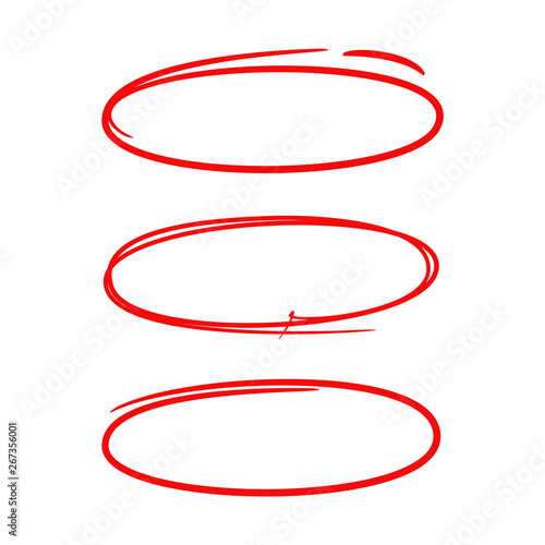 red hand drawn oval marker elements