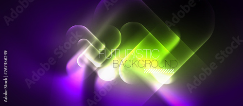 Neon glowing techno lines, hi-tech futuristic abstract background template