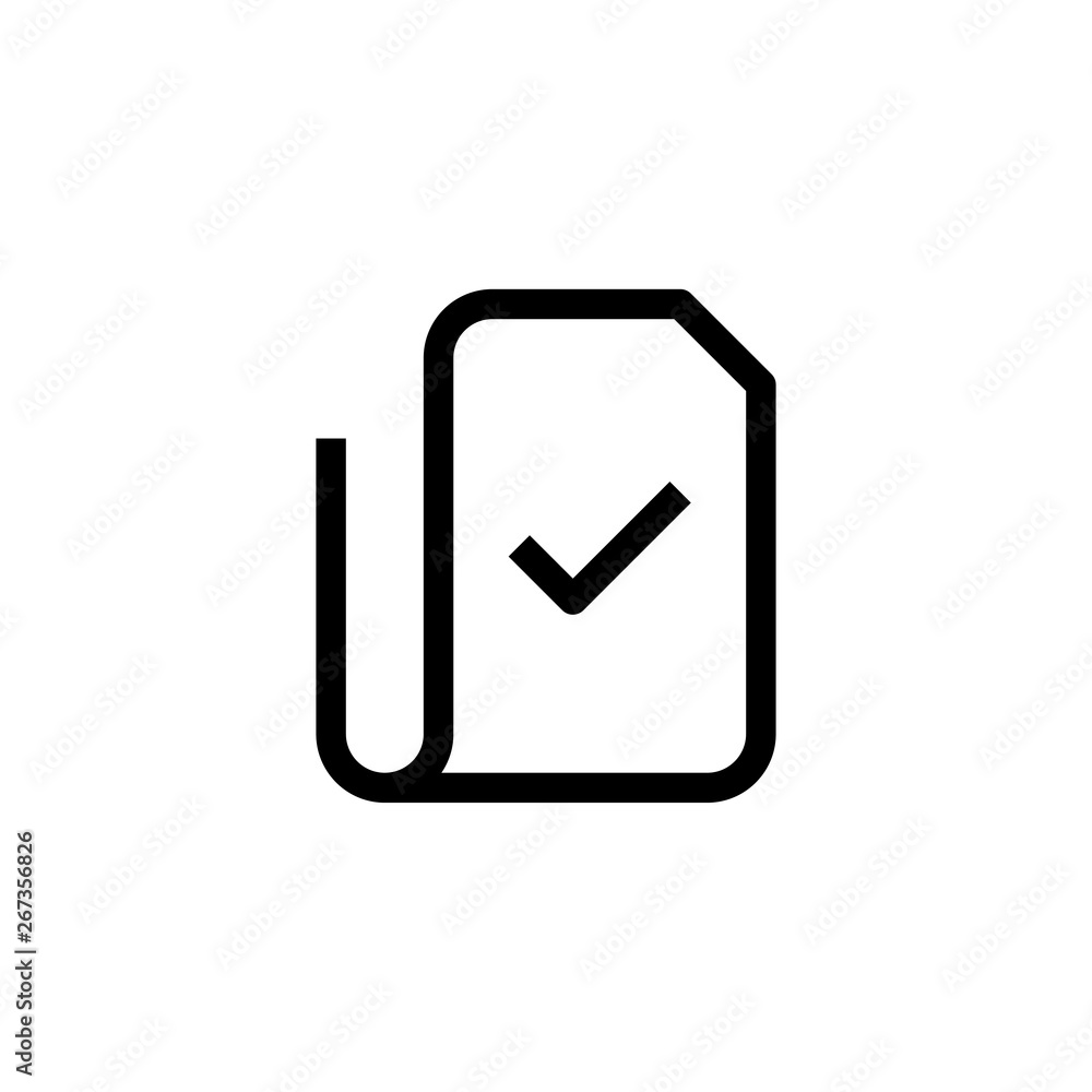 work don icon design. checked paper symbol. simple clean line art professional business management concept vector illustration design. work don icon design. checked paper symbol. simple clean line art professional business management concept vector illustration design.