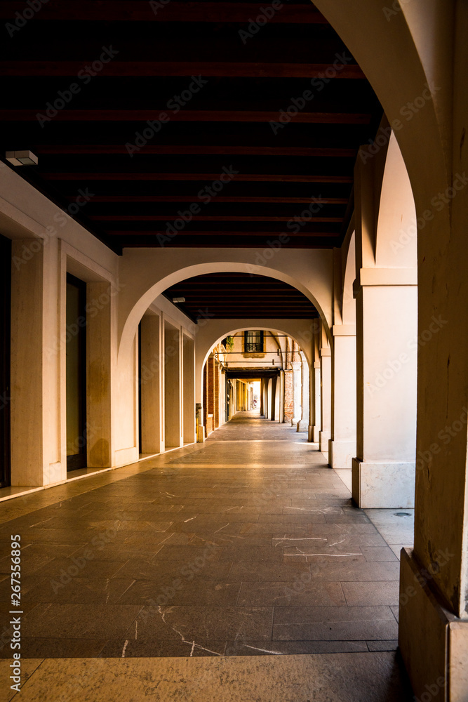 gallery, portici, with arcades inTreviso, Italy