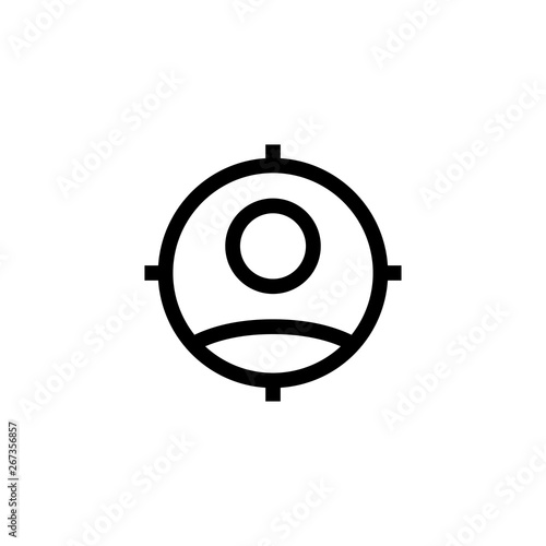 job vacancy looking new worker icon design. employee with aim target for hiring symbol. simple clean line art professional business management concept vector illustration design.