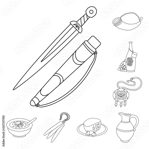 Vector illustration of traditions and national icon. Set of traditions and sightseeing stock vector illustration.
