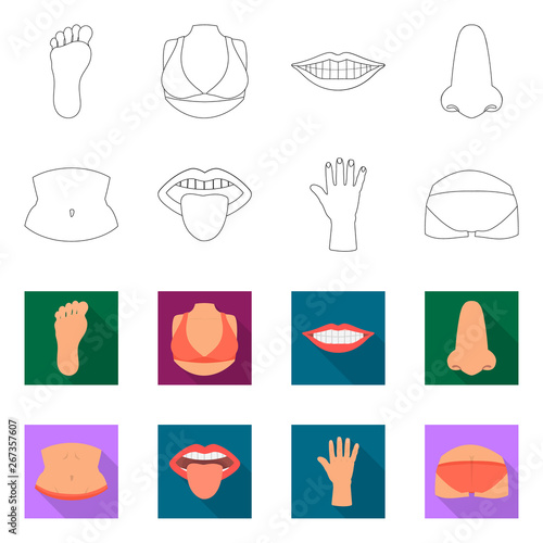 Isolated object of body and part sign. Collection of body and anatomy vector icon for stock.