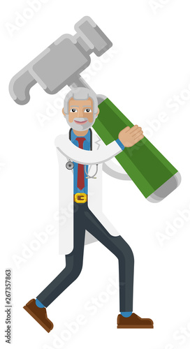 A mature doctor cartoon cha...