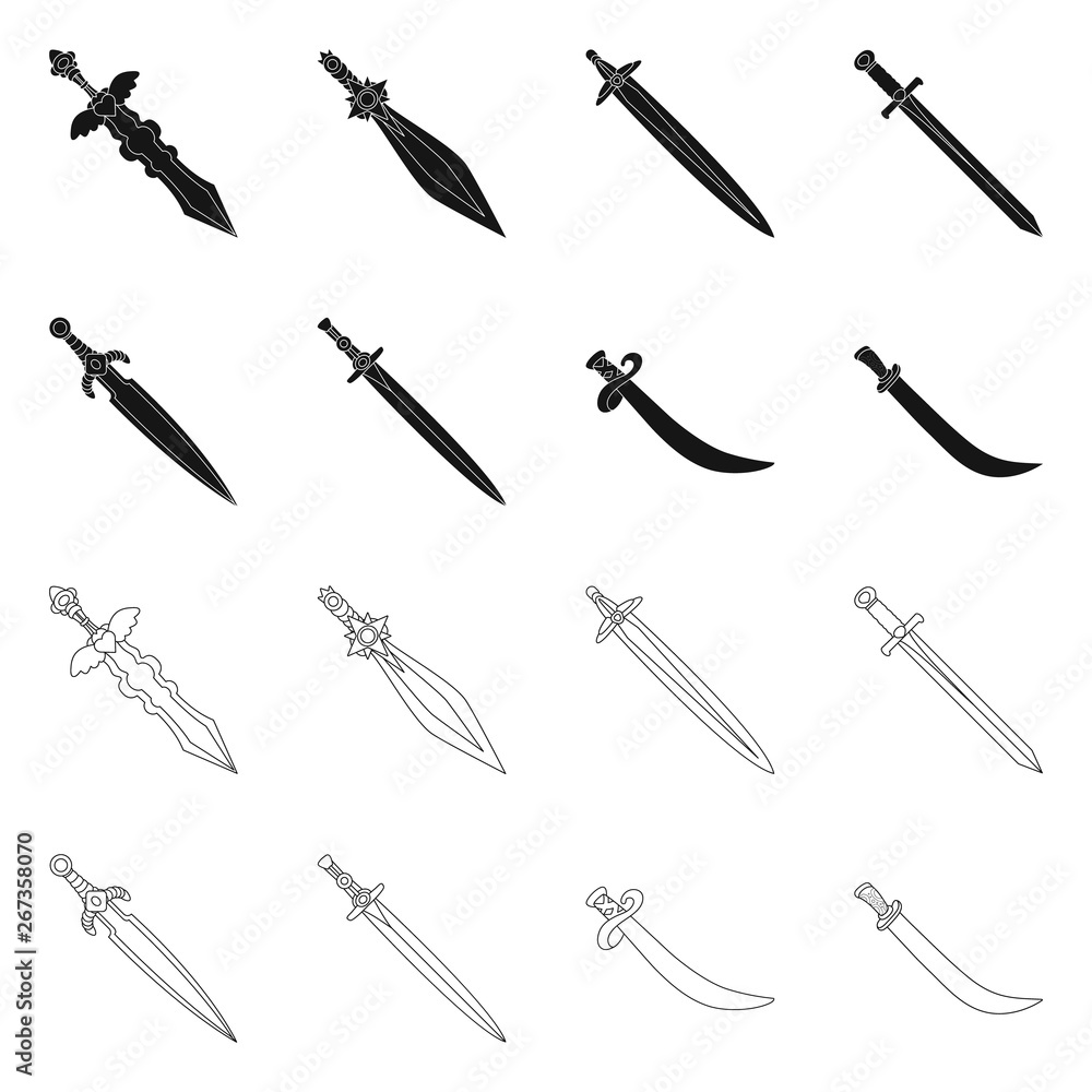 Vector illustration of game and armor symbol. Collection of game and blade vector icon for stock. Vector illustration of game and armor symbol. Collection of game and blade vector icon for stock.