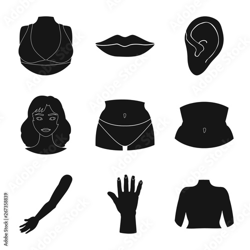 Vector design of body and part sign. Set of body and anatomy vector icon for stock.