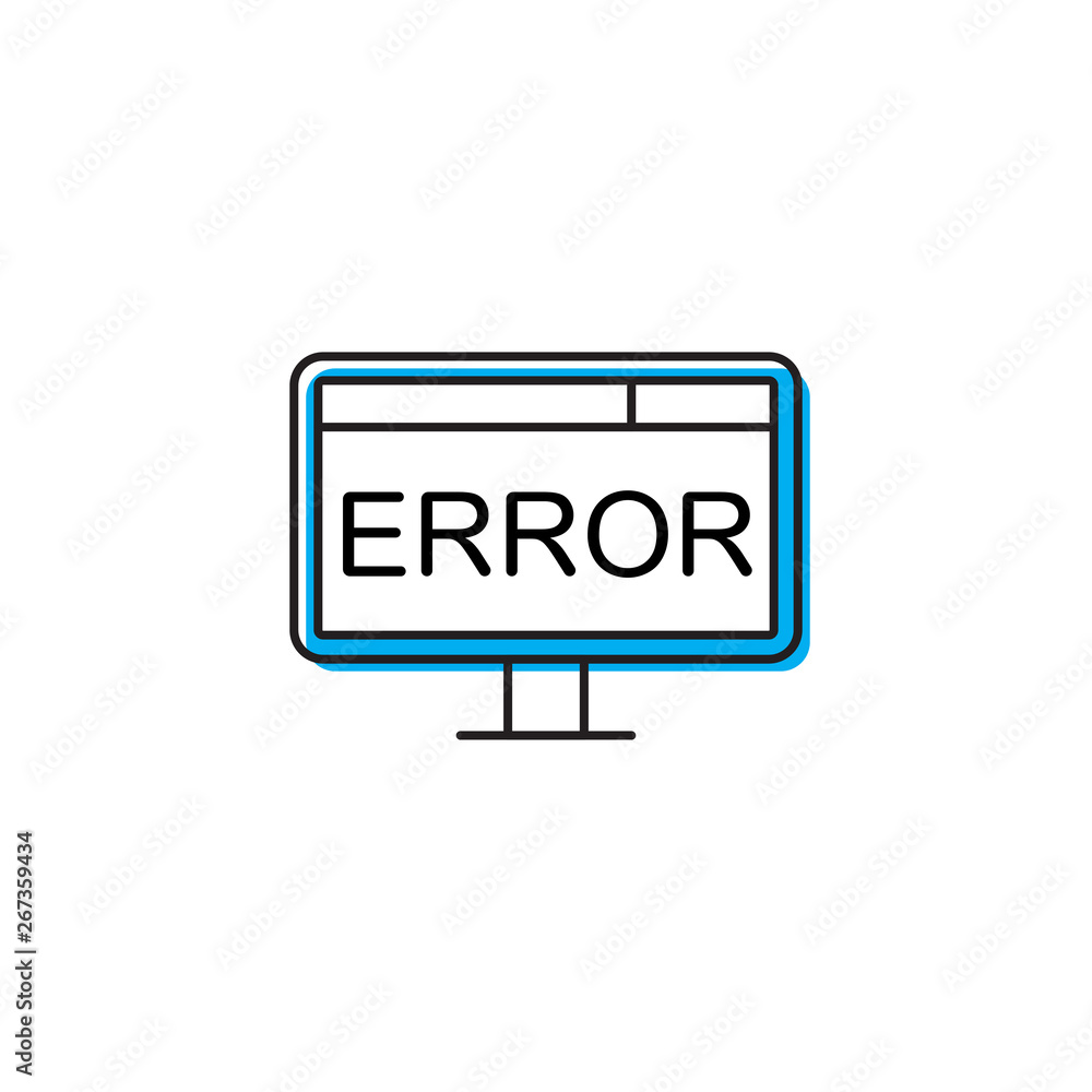 computer error screen vector icon concept, isolated on white background computer error screen vector icon concept, isolated on white background