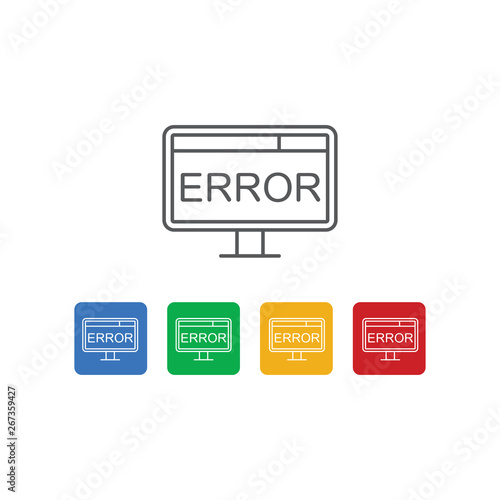 computer error screen vector icon concept, isolated on white background