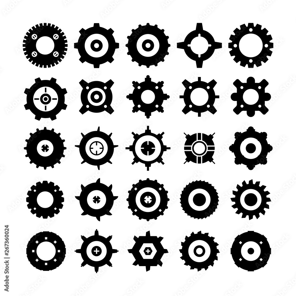 gear and cog icons set
