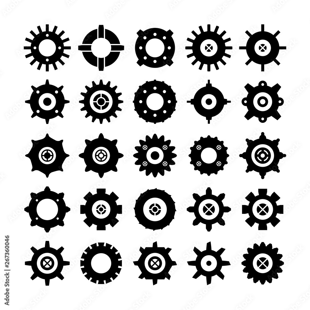 gear and cog icons set gear and cog icons set