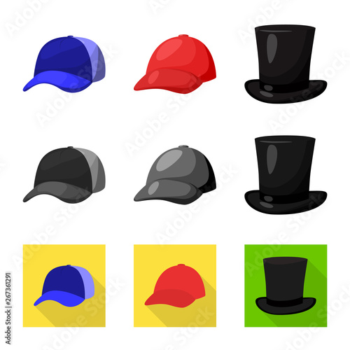 Vector design of clothing and cap symbol. Collection of clothing and beret stock vector illustration.
