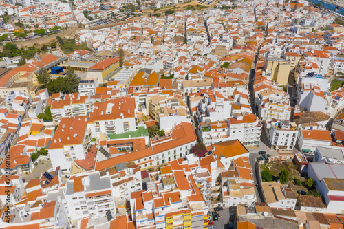 Aerial view of Of Lagos Residential Neighborhood. Top View Of Lagos city, Algarve, Portugal