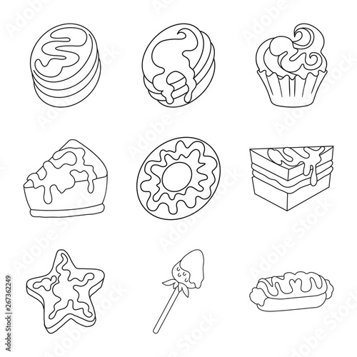 Vector design of sweet and product symbol. Set of sweet and caramel stock vector illustration.