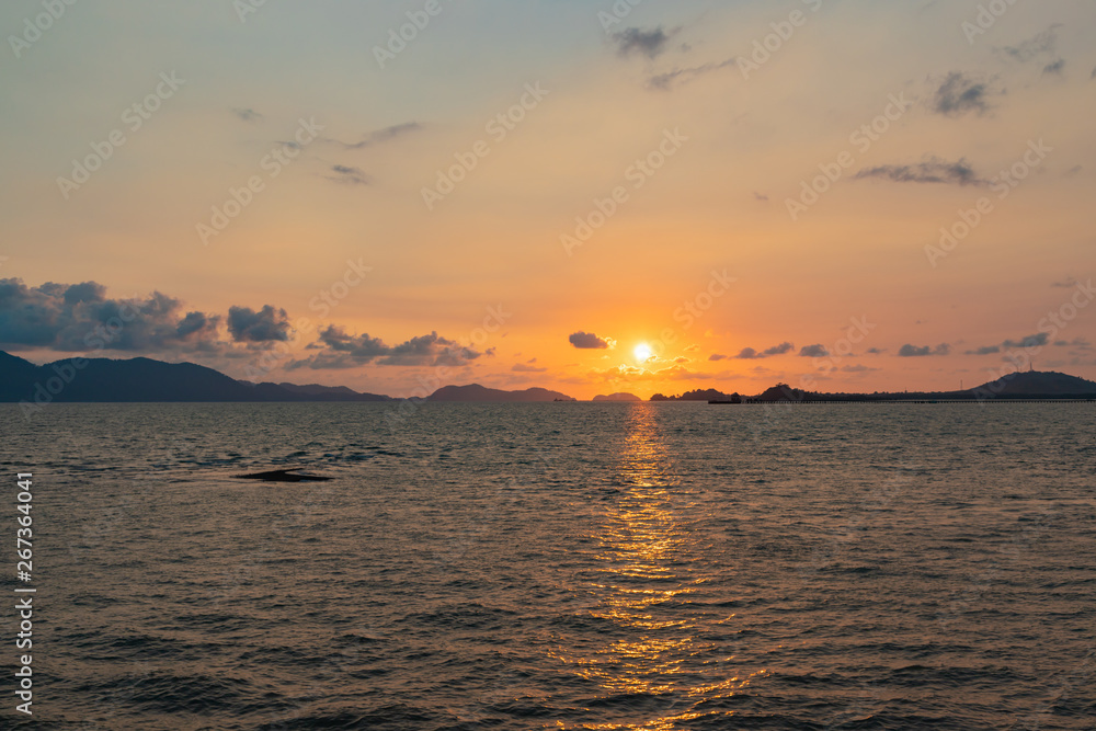 Sunset near Koh Chang island, Gulf of Thailand. Photo from ferry,