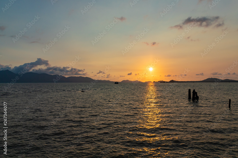 Sunset near Koh Chang island, Gulf of Thailand. Photo from ferry,