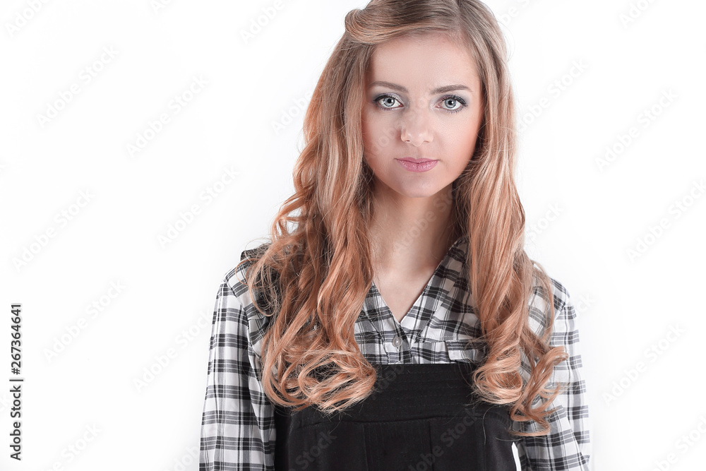 portrait of a young woman assistant .isolated on white portrait of a young woman assistant .isolated on white