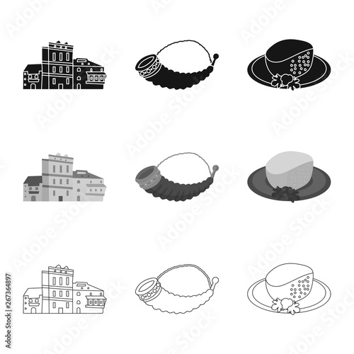 Vector illustration of culture and sightseeing logo. Set of culture and originality vector icon for stock.