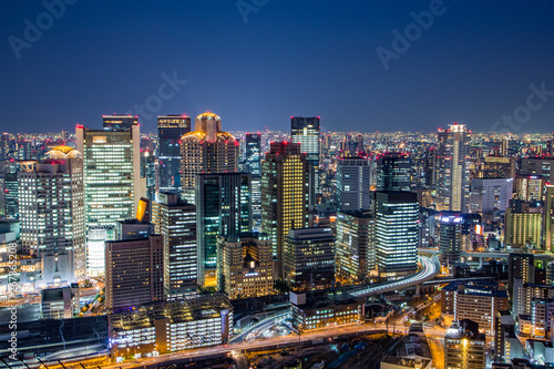 Osaka downtown skyline from Umeda sky building at night © kanonsky